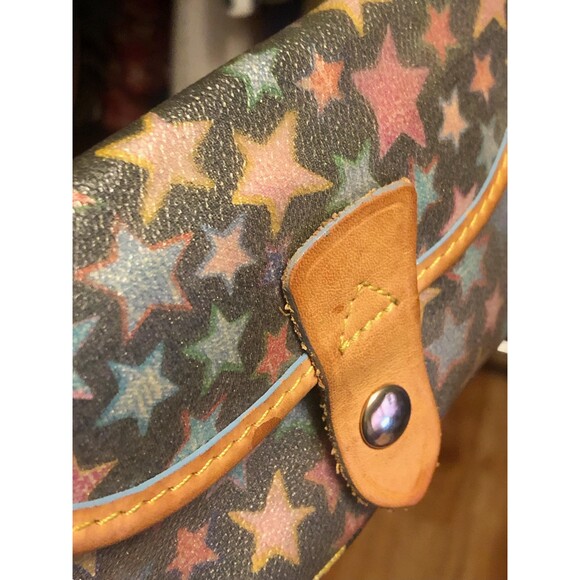 DOONEY & BOURKE Rainbow STAR Black Coated Canvas Mini Pouch As Is. Damaged Faded - Picture 9 of 10